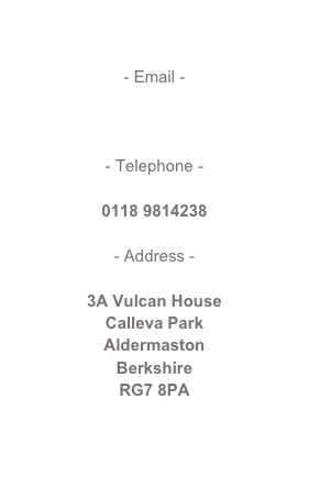 - Email - 

info@soundfowndations.co.uk

- Telephone - 

0118 9814238

- Address - 

3A Vulcan House
Calleva Park
Aldermaston
Berkshire
RG7 8PA

